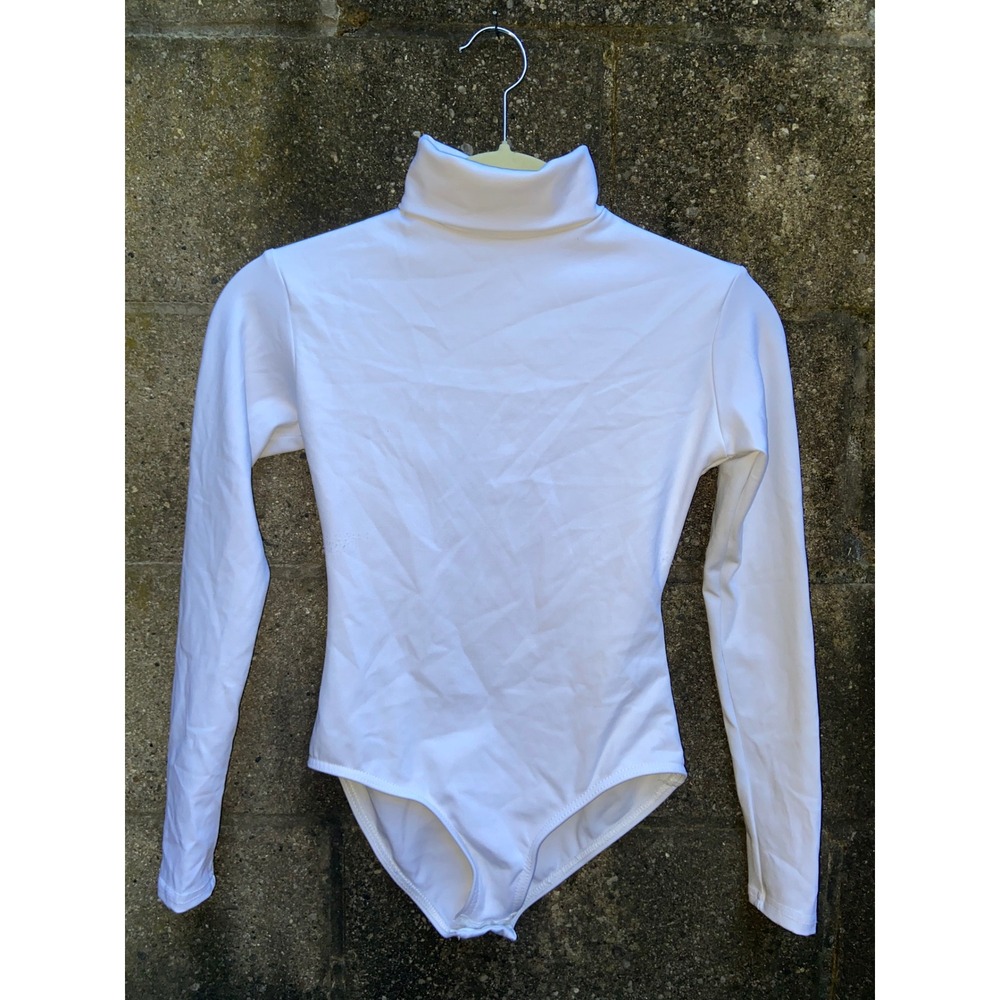Capezio Kids White Long Sleeve Turtleneck Leotard Dance Gymnastics Cheer Girls L